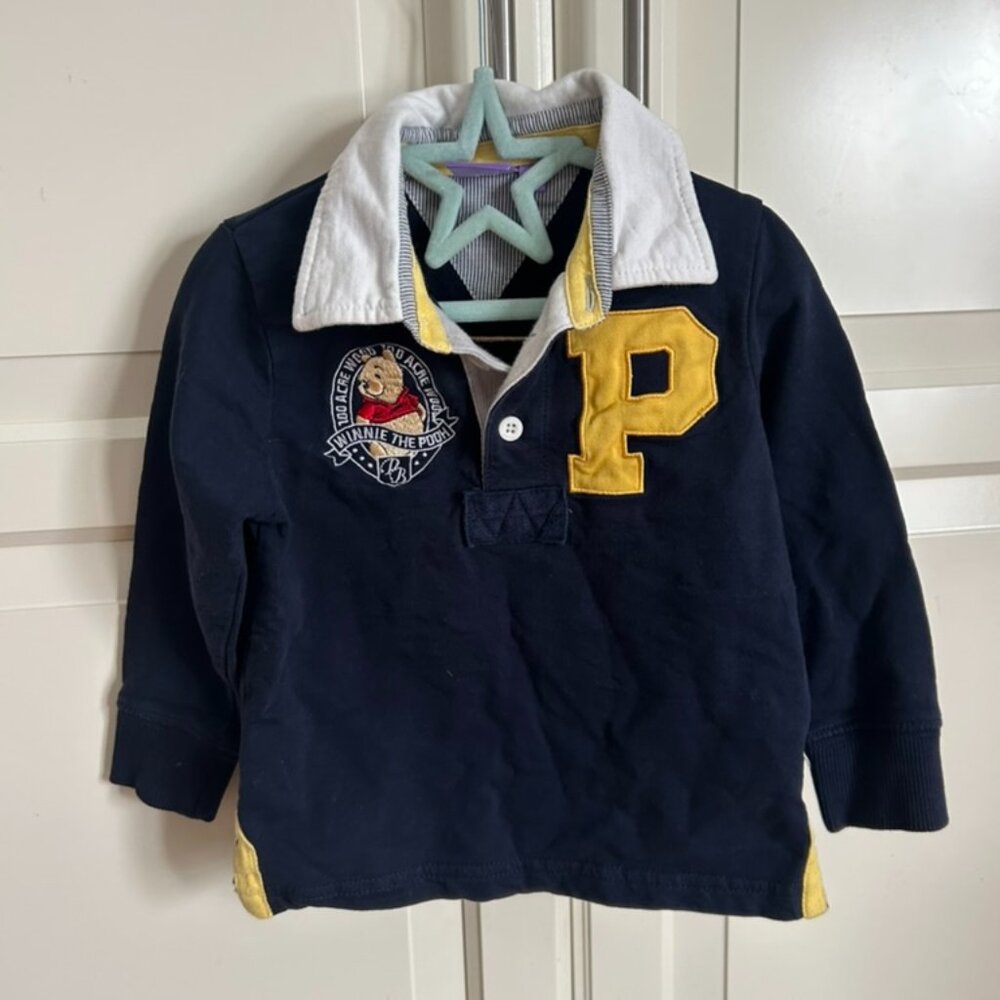 🐻✨ Vintage Disney Winnie the Pooh Rugby Shirt – Navy, Size 3T ✨🐻